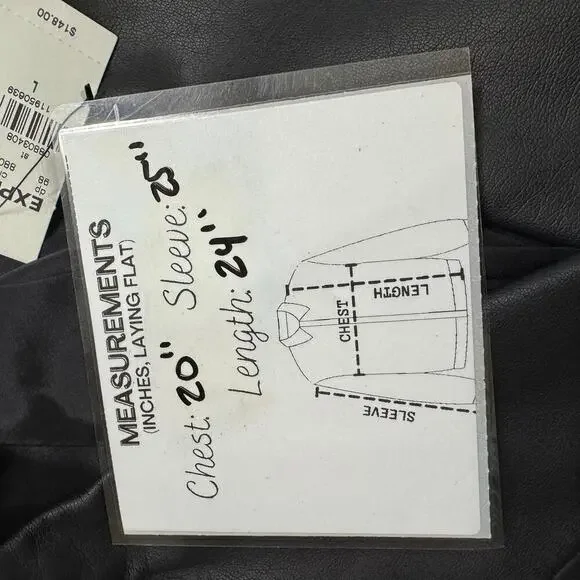 Express black faux leather quilted moto jacket size large NWT - Picture 9 of 9